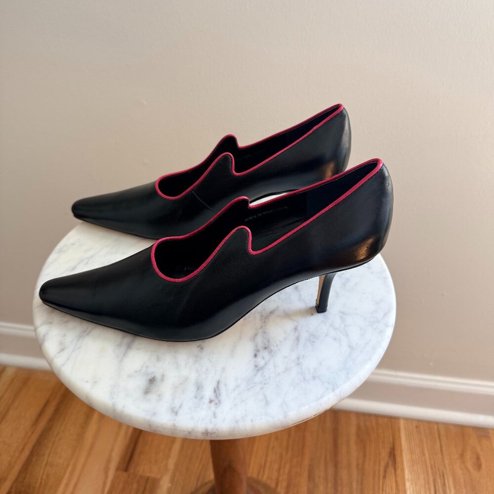 DORATEYMUR Black Pumps w Pink Trim, size 37.5, Excellent Condition